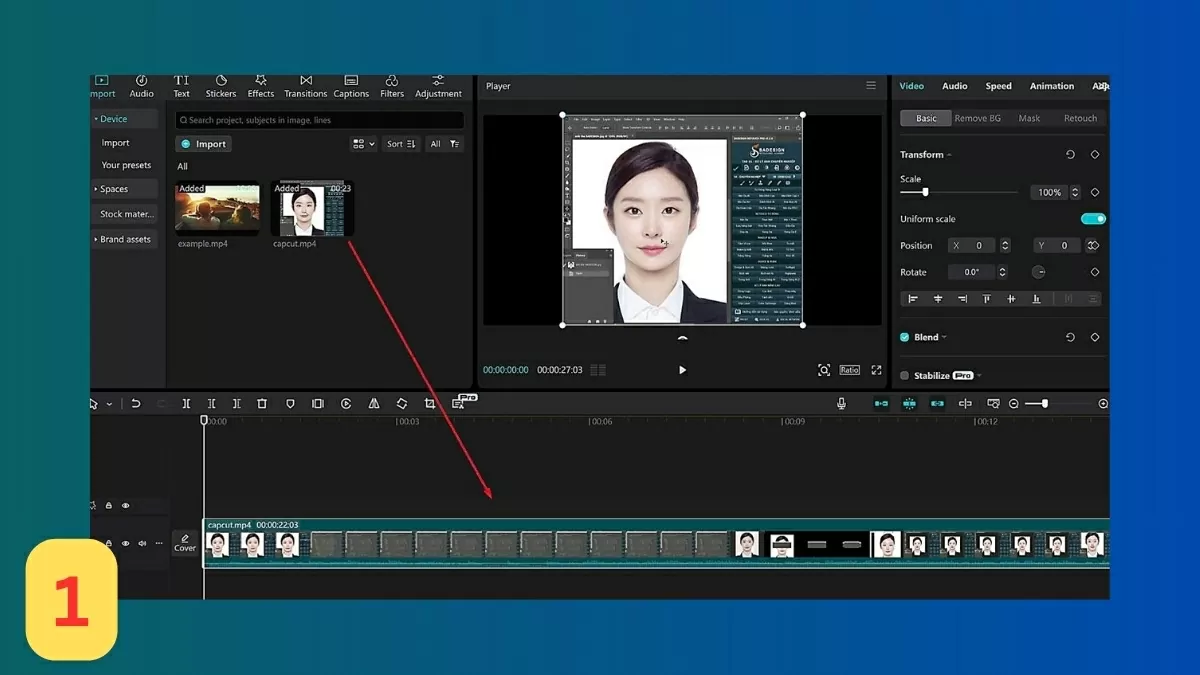 Tạo dự án và thêm video.
