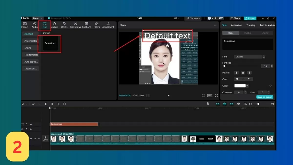 Thêm chữ vào video.