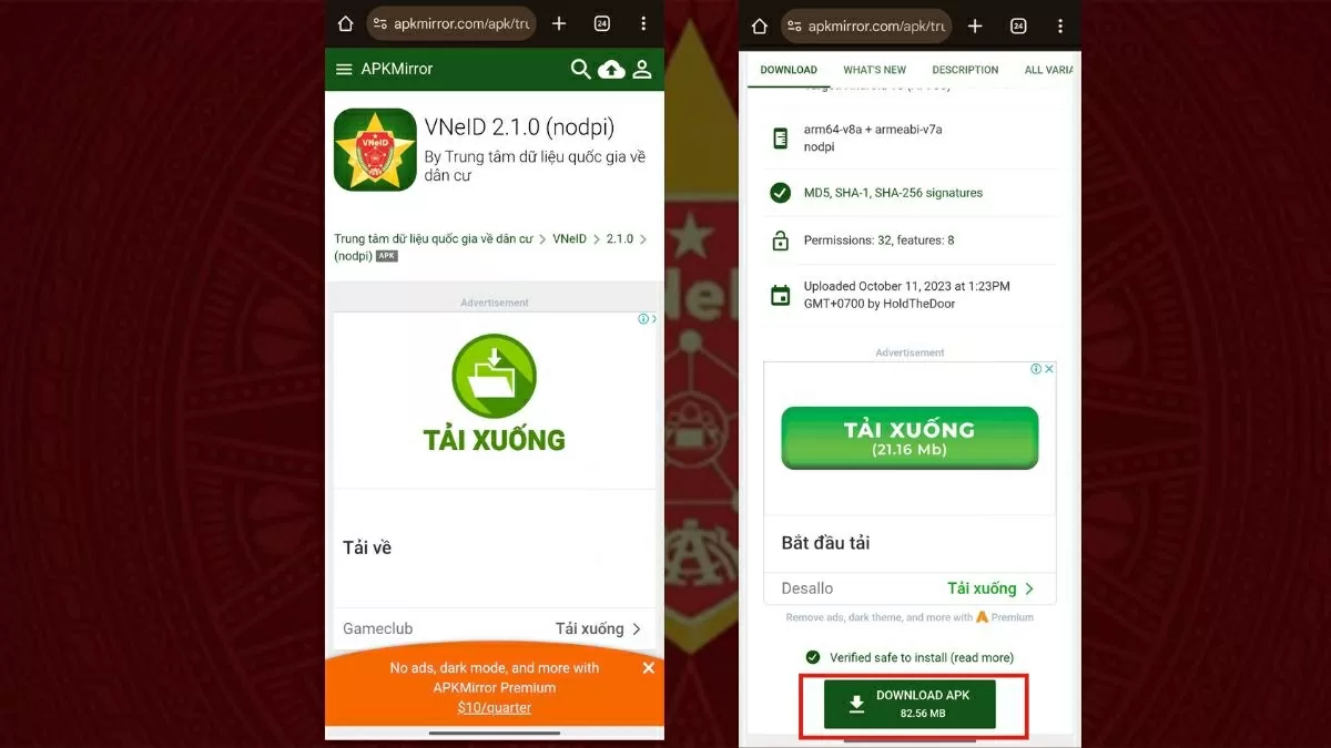 Truy cập trình duyệt và tìm kiếm “VNeID APK”. Truy cập trình duyệt và tìm kiếm “VNeID APK”.