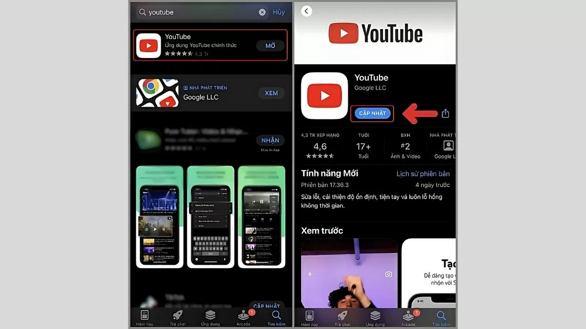 Trước tiên, truy cập ứng dụng YouTube.