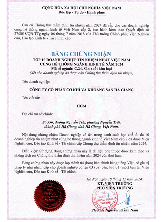 Công ty Cổ phần cơ khí và Khoáng sản Hà Giang