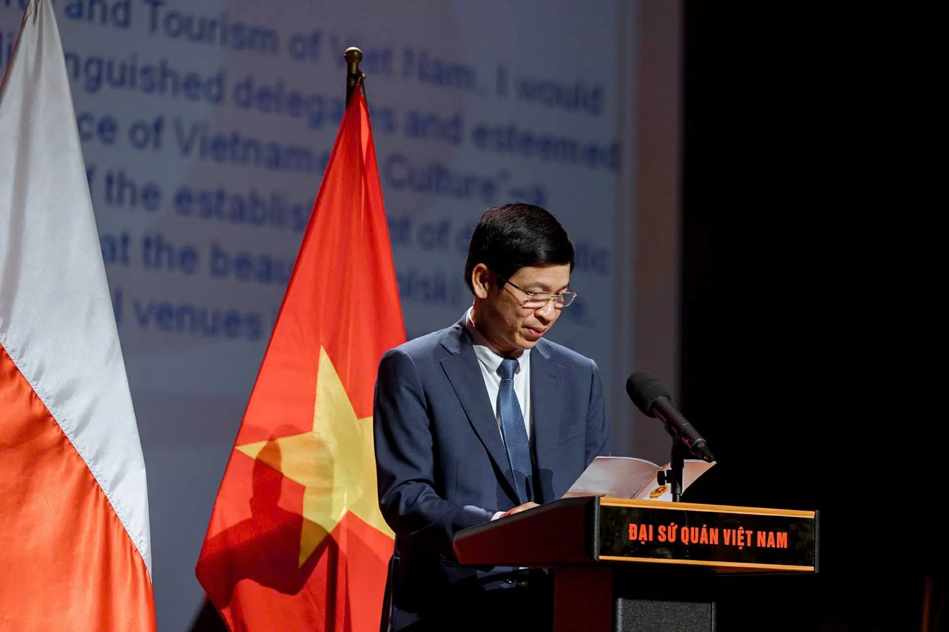 Thứ trưởng Bộ Văn hóa, Thể thao và Du lịch Hồ An Phong phát biểu tại sự kiện.