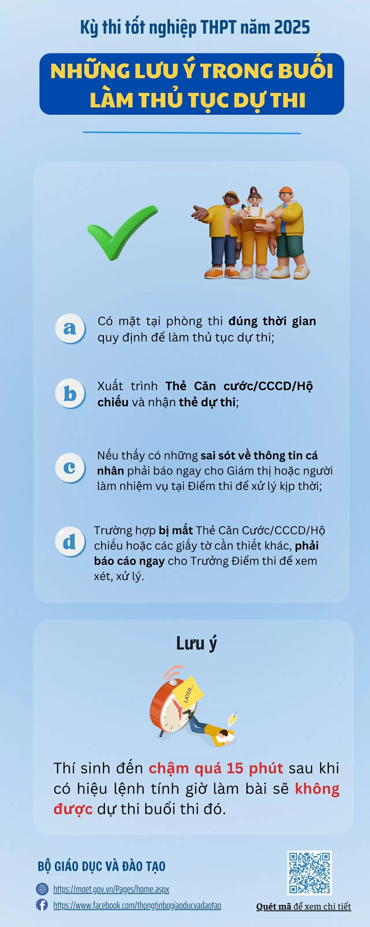 Hôm nay, thí sinh làm thủ tục dự thi tốt nghiệp THPT 2025
