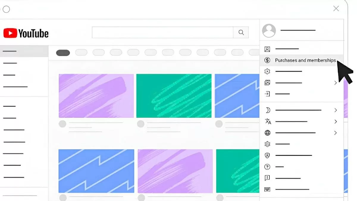 Chọn “Giao dịch mua và gói thành viên” (Purchases and memberships).