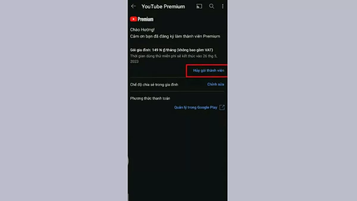 Chọn Cách hủy YouTube Premium đơn giản và nhanh chóng