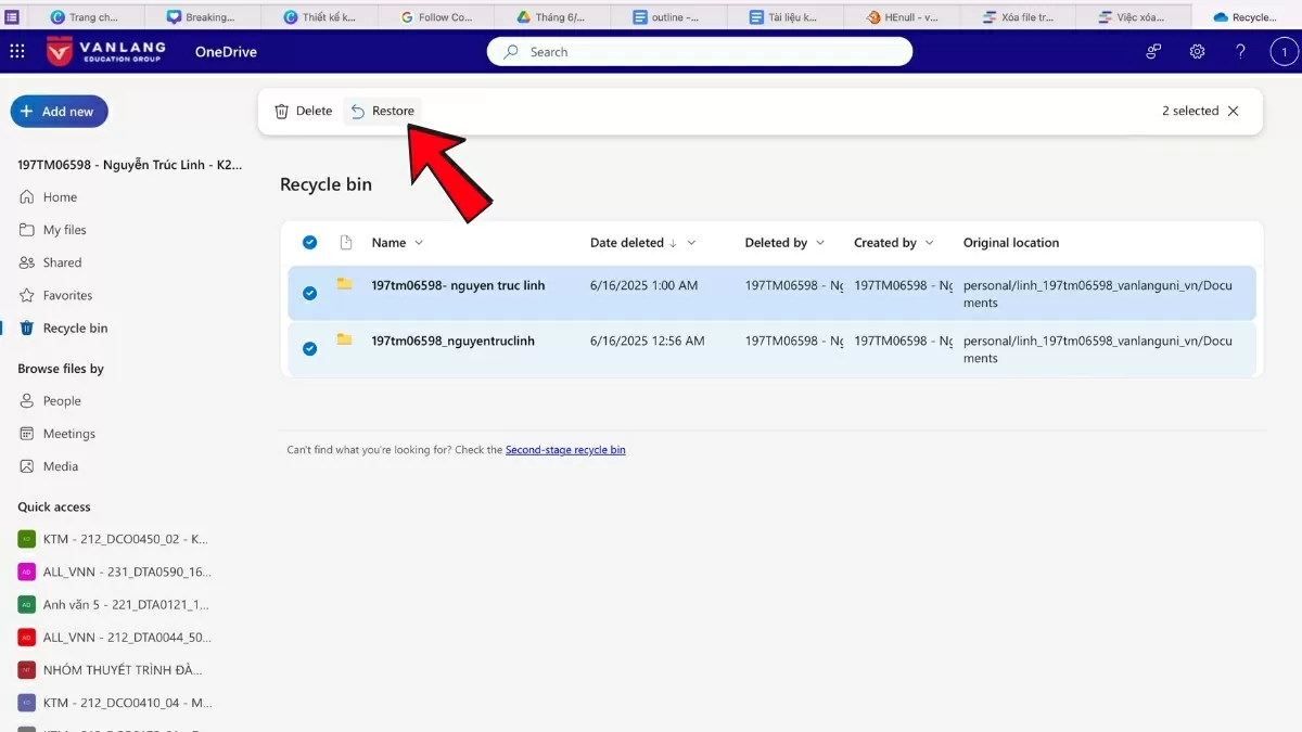 Nhấn nút Khôi phục (Restore). Nhấn nút Khôi phục (Restore).