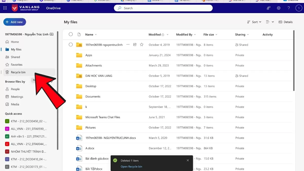 Vào mục Thùng rác (Recycle Bin). Vào mục Thùng rác (Recycle Bin).