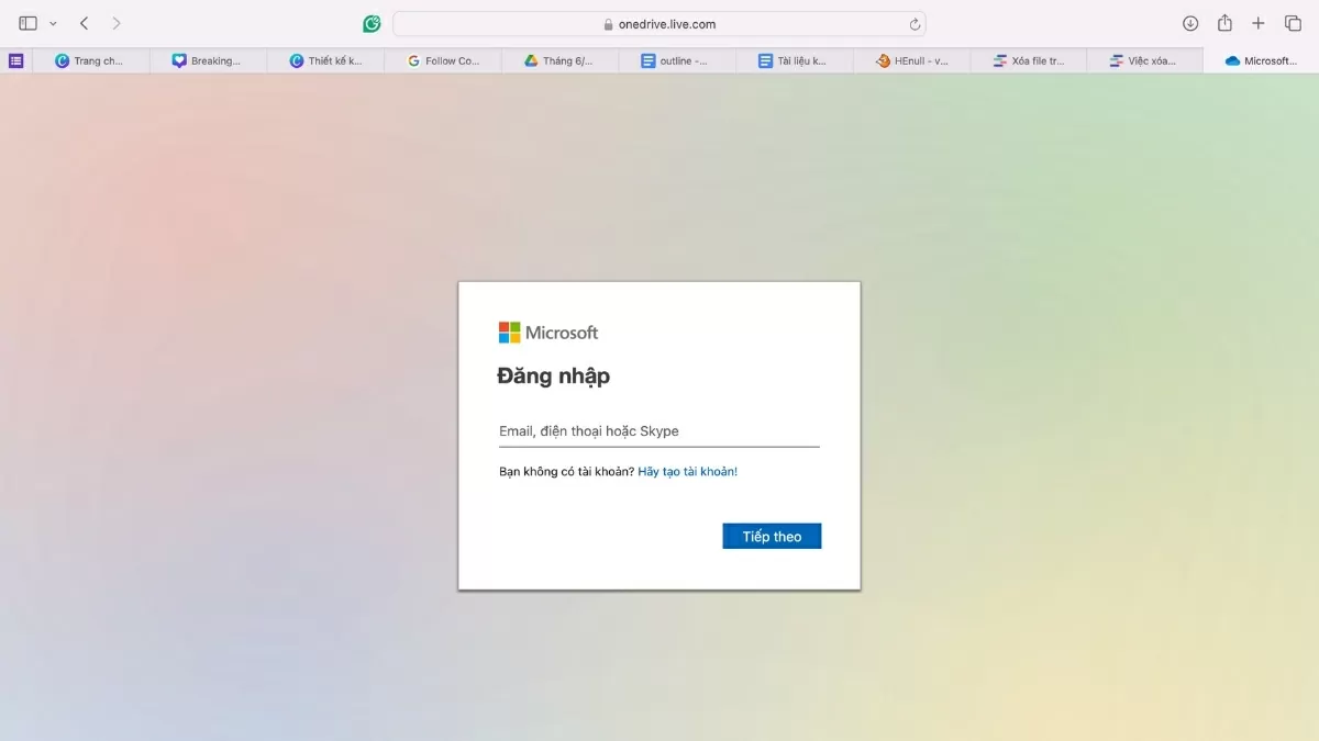 Truy cập vào trang web chính thức của OneDrive. Truy cập vào trang web chính thức của OneDrive.