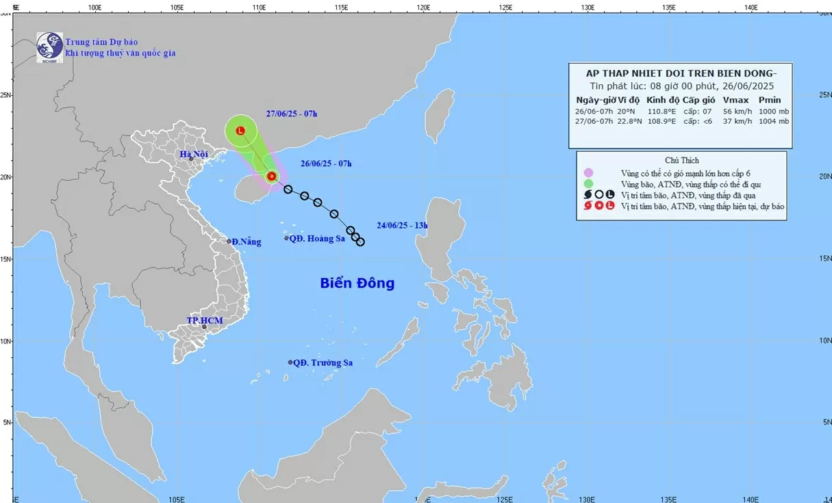 Dự báo áp thấp nhiệt đới: Trên vùng biển đảo Hải Nam (Trung Quốc)