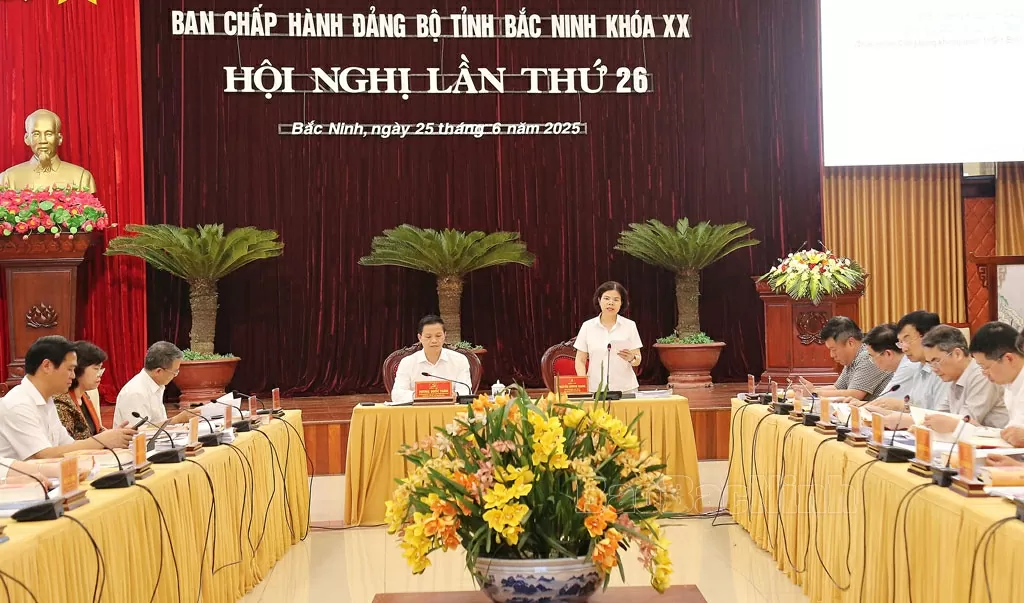 Ban Chấp hành Đảng bộ tỉnh Bắc Ninh khóa XX tổ chức Hội nghị lần thứ 26. (Nguồn: Báo Bắc Ninh)