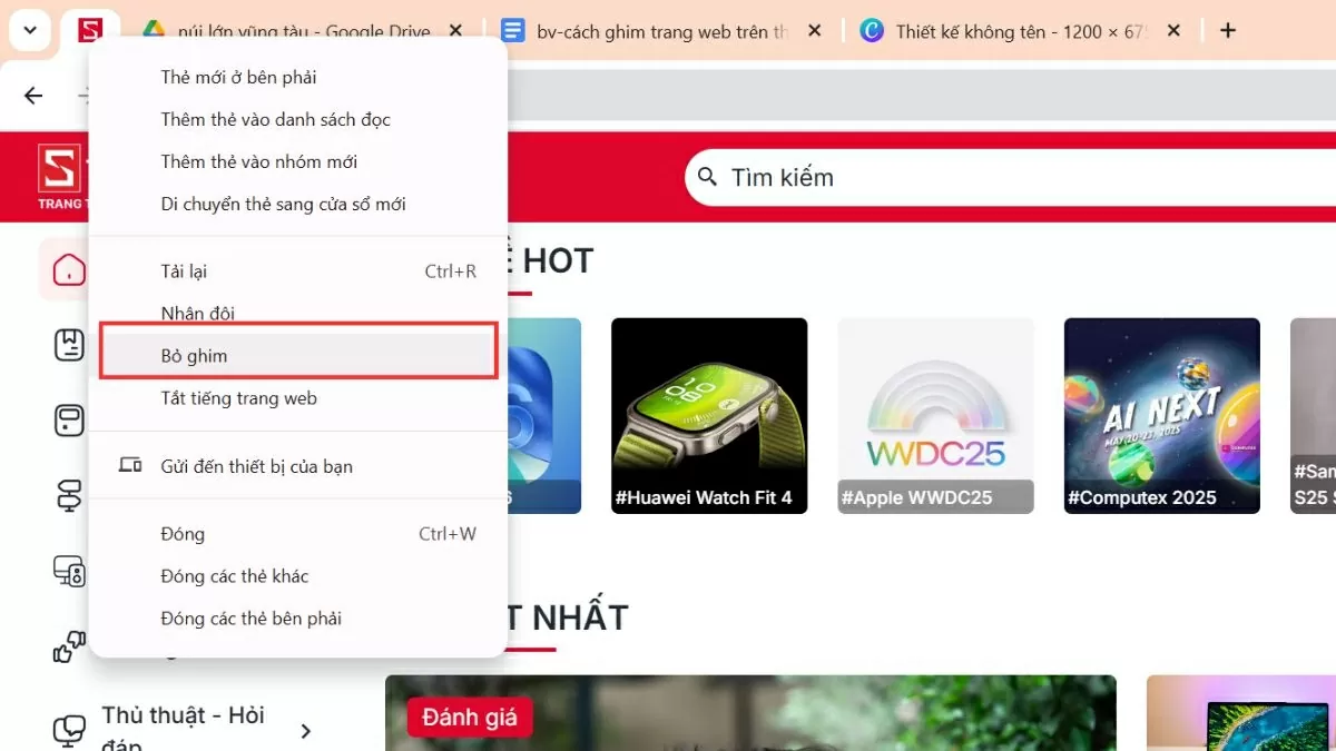 Cách gỡ ghim trang web khỏi thanh công cụ Google Chrome. Cách gỡ ghim trang web khỏi thanh công cụ Google Chrome.
