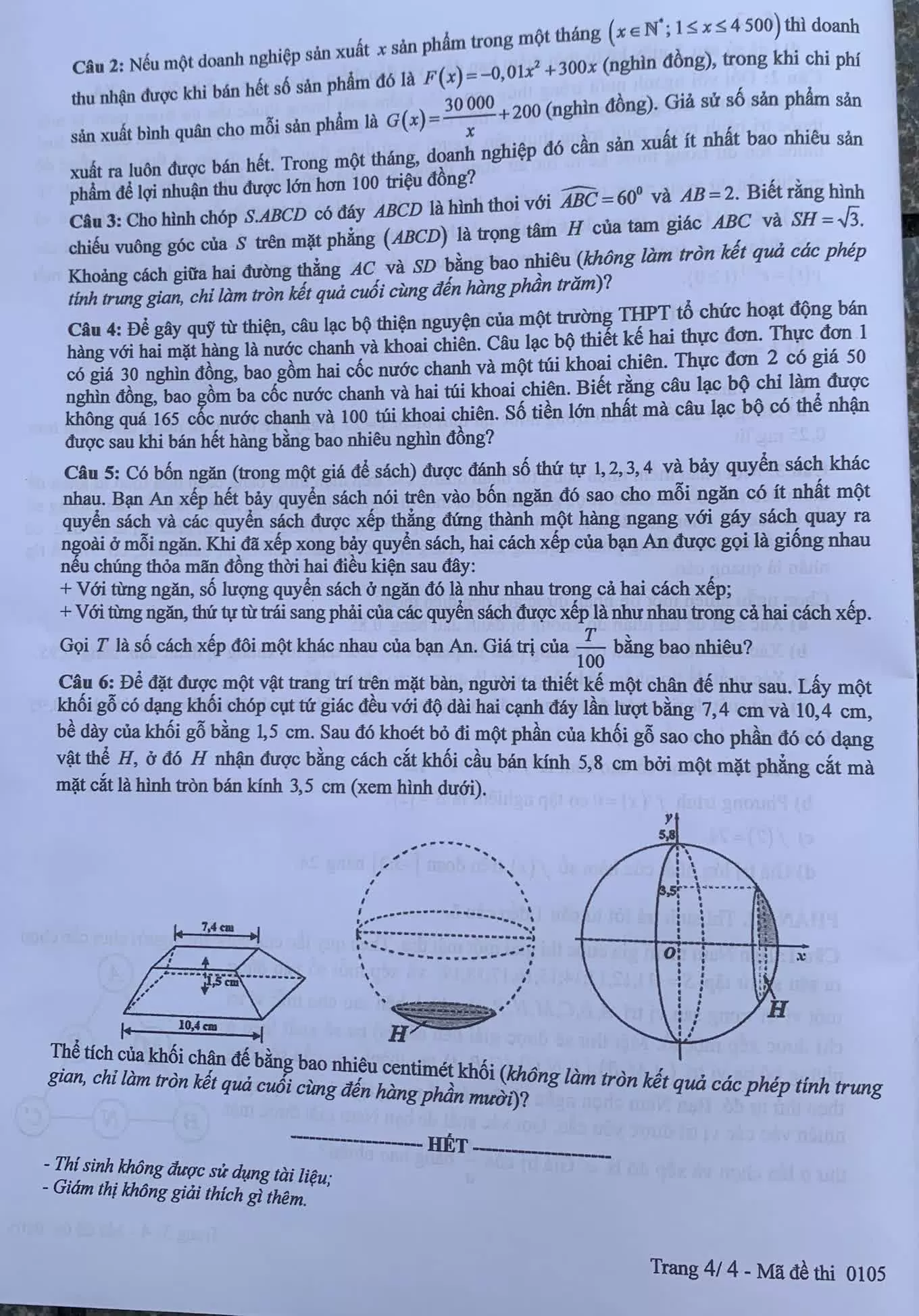 Kỳ thi tốt nghiệp THPT 2025: Đề thi môn Toán chính thức