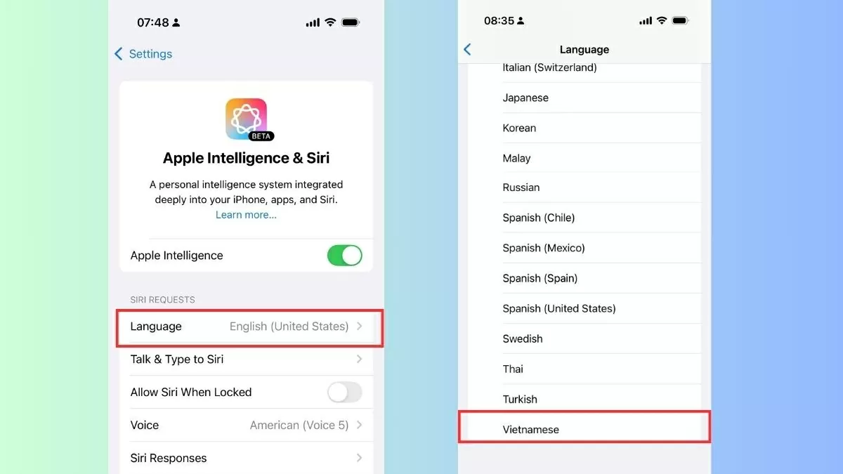 Chọn phần Ngôn ngữ (Language)