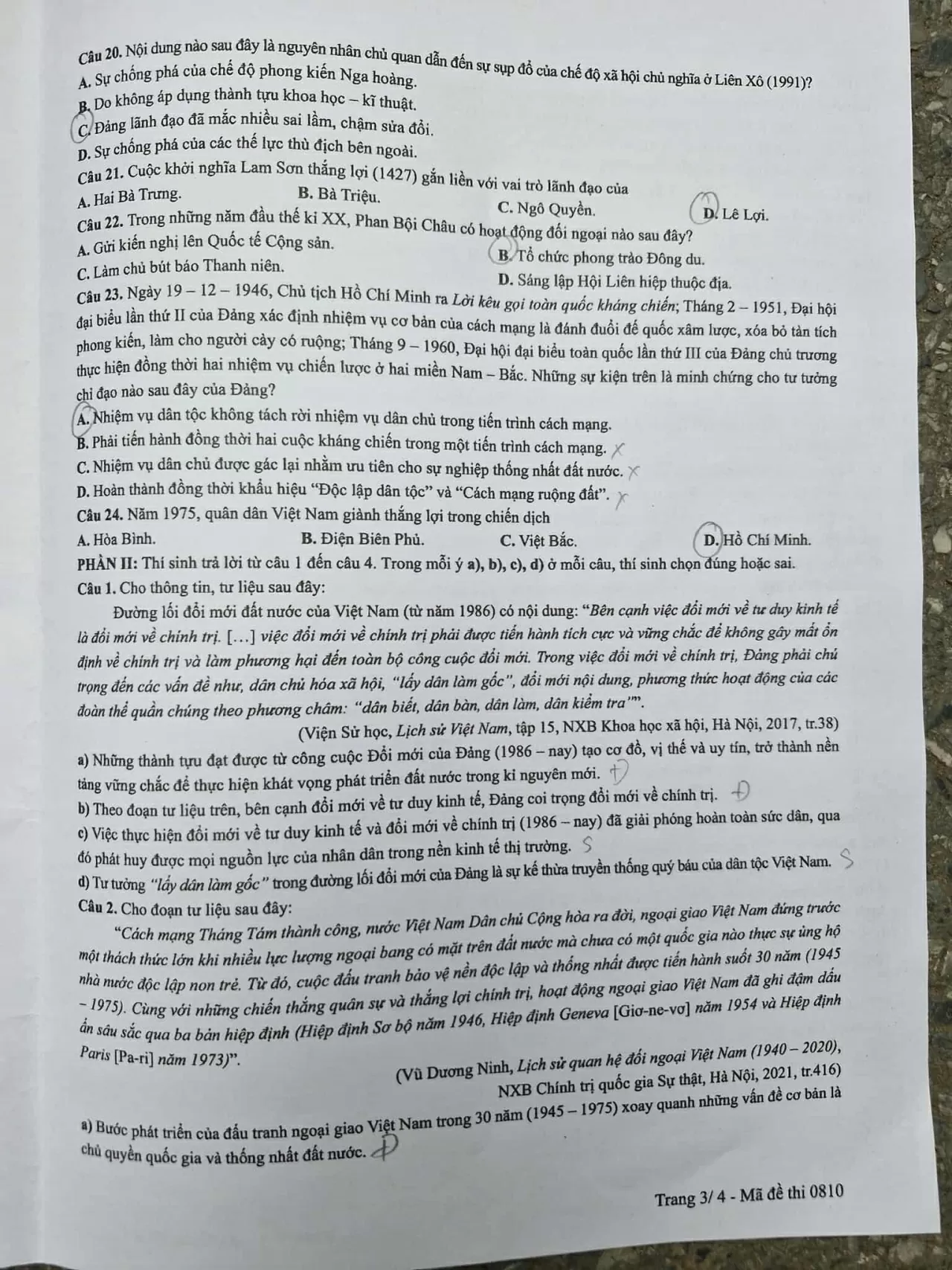 Đề thi và đáp án tham khảo môn Lịch sử tốt nghiệp THPT 2025 chính thức
