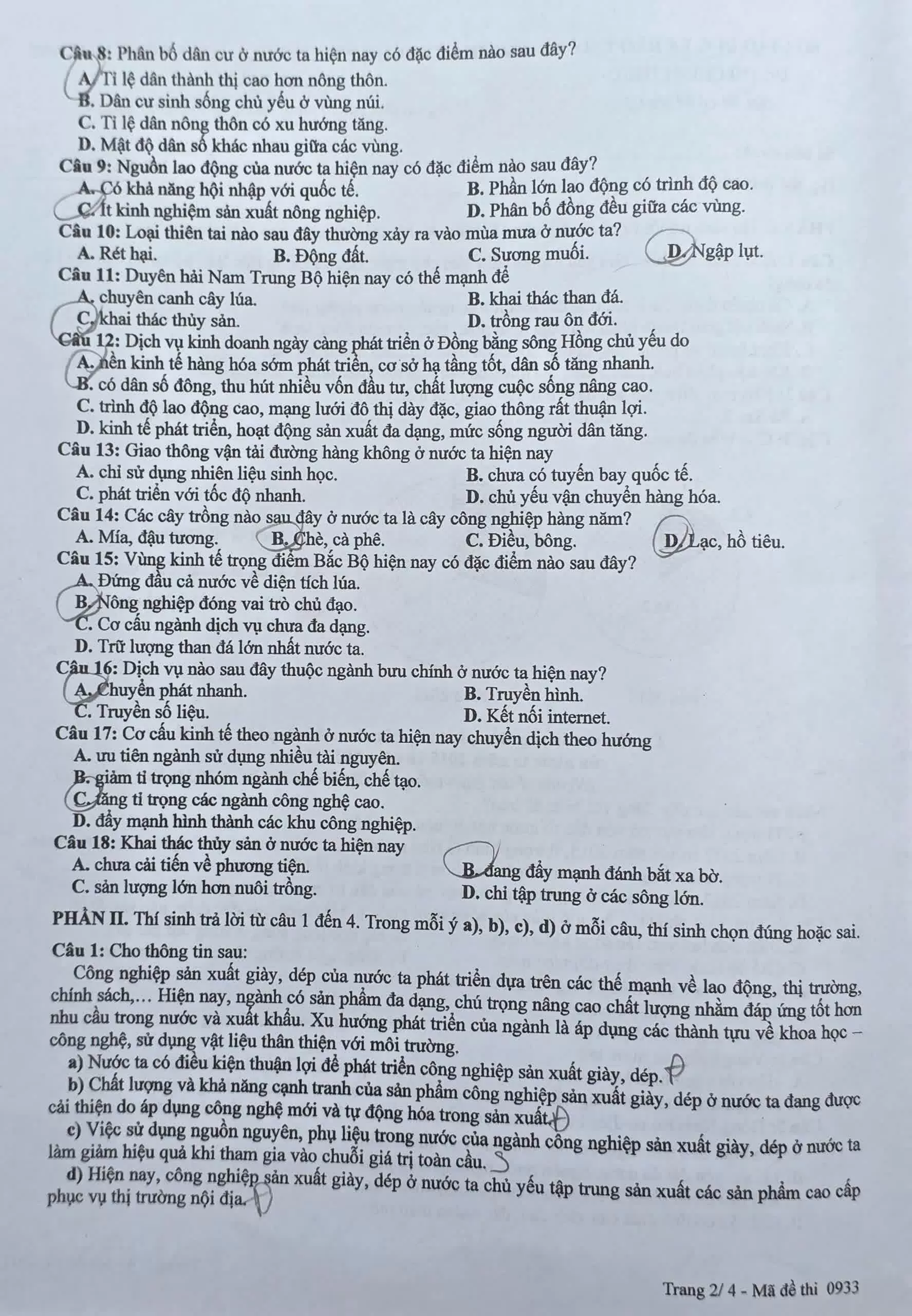 Đề thi môn Địa Lý tốt nghiệp THPT 2025