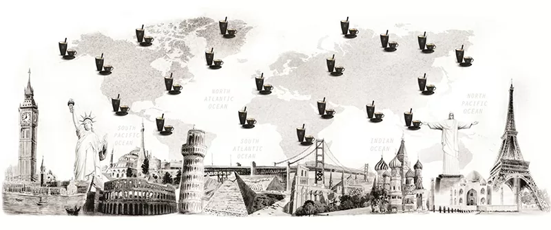 Cà phê Trung Nguyên, G7 và Trung Nguyên Legend hiện diện trên 100 quốc gia và vùng lãnh thổ trên toàn cầu, góp phần đưa cà phê Việt Nam chinh phục thế giới.