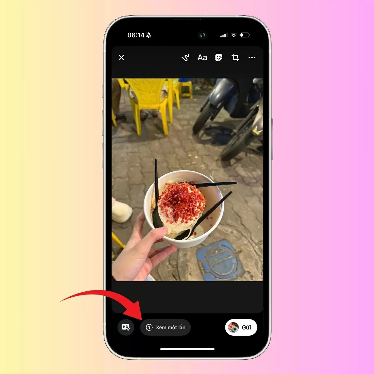 Chọn biểu tượng “chỉ xem một lần”.