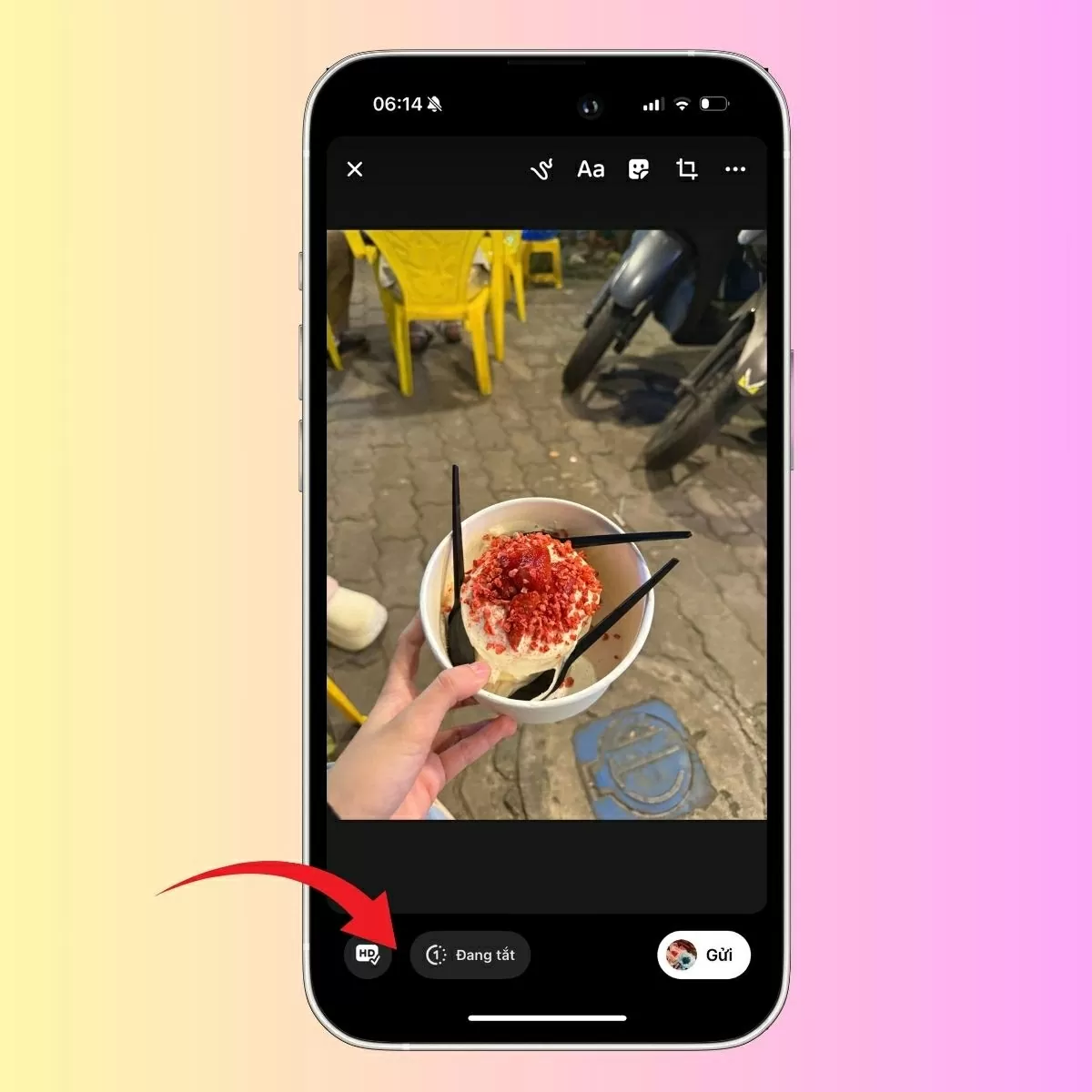 Nhấn vào biểu tượng này cho đến khi thông báo hiện “Đang tắt”