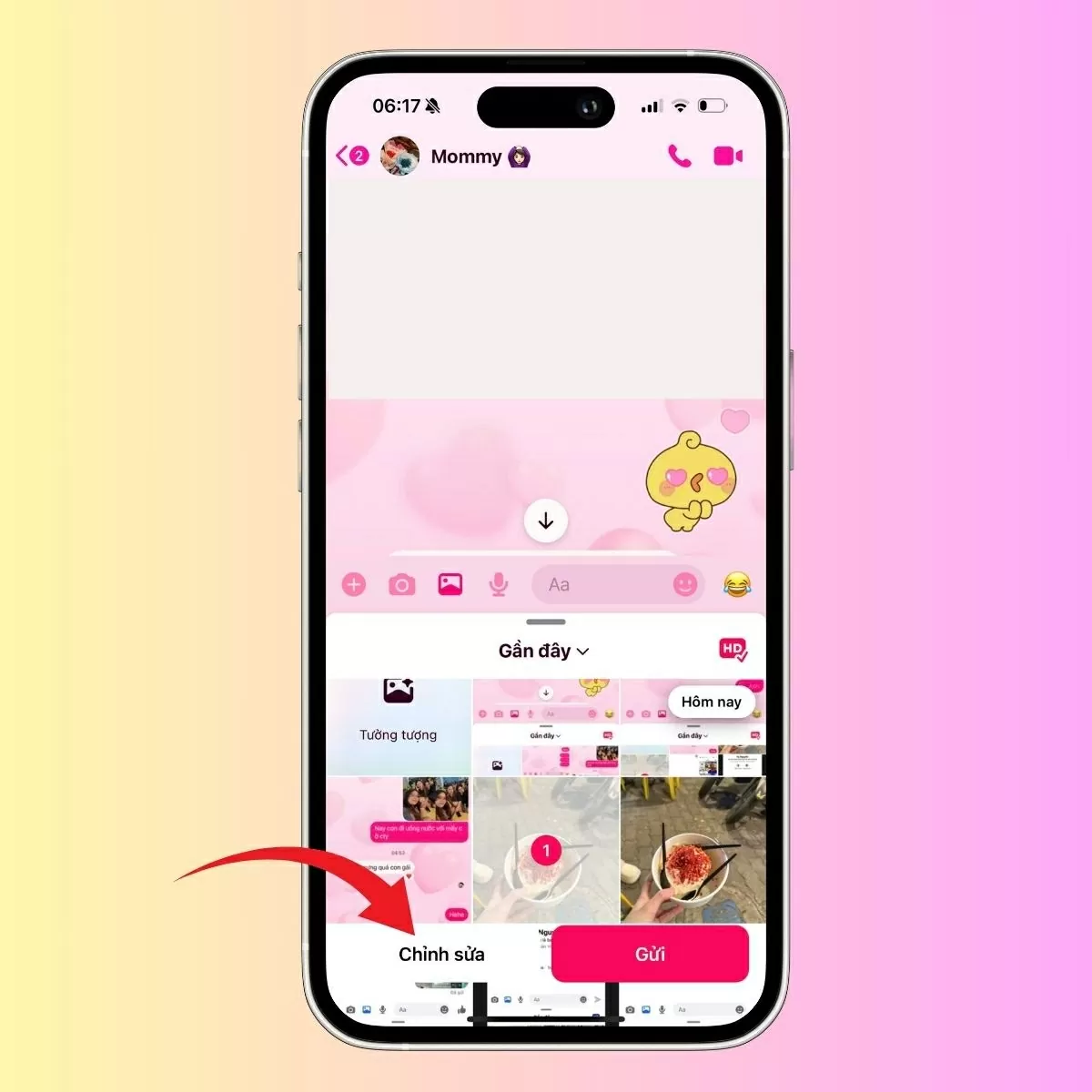 Mở cuộc trò chuyện với người bạn muốn gửi ảnh.
