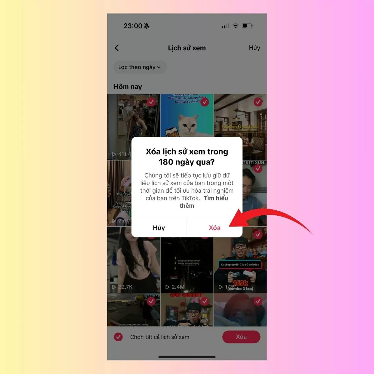 Chọn Xoá lần cuối để hoàn tất thao tác.