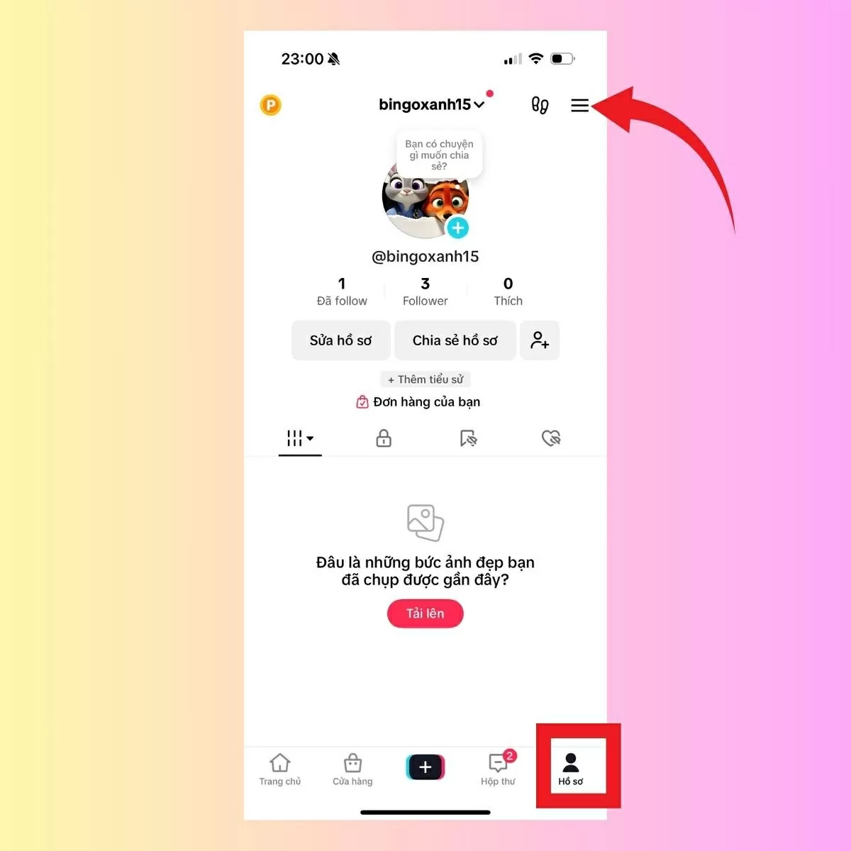 Chạm vào biểu tượng Hồ sơ cá nhân.
