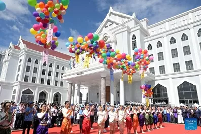 Toàn cảnh lễ kỷ niệm 74 năm thành lập Đảng Nhân dân Campuchia. (Nguồn: THX)