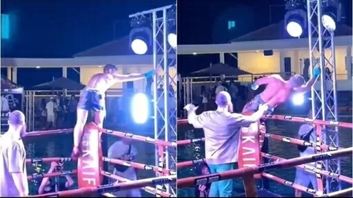 Võ sĩ Nga bị điện giật khi nhảy xuống nước mừng chiến thắng