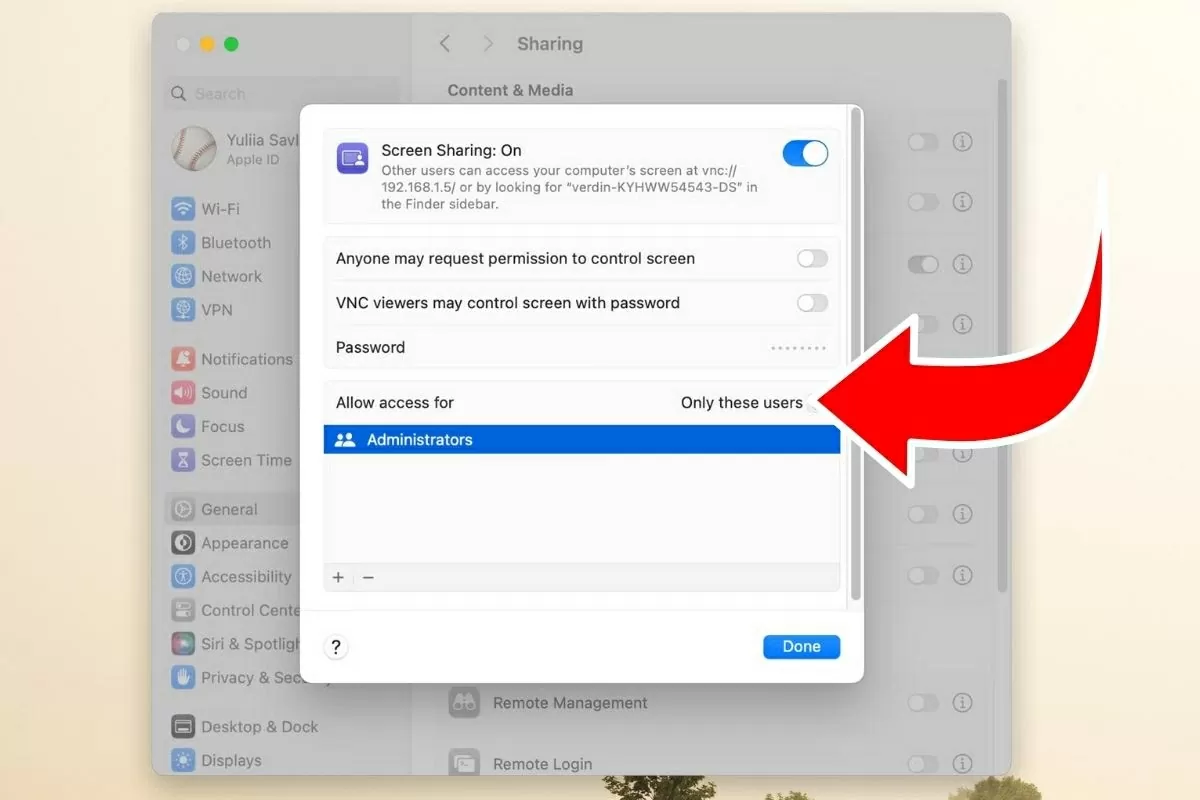 Chọn “Only these users”.