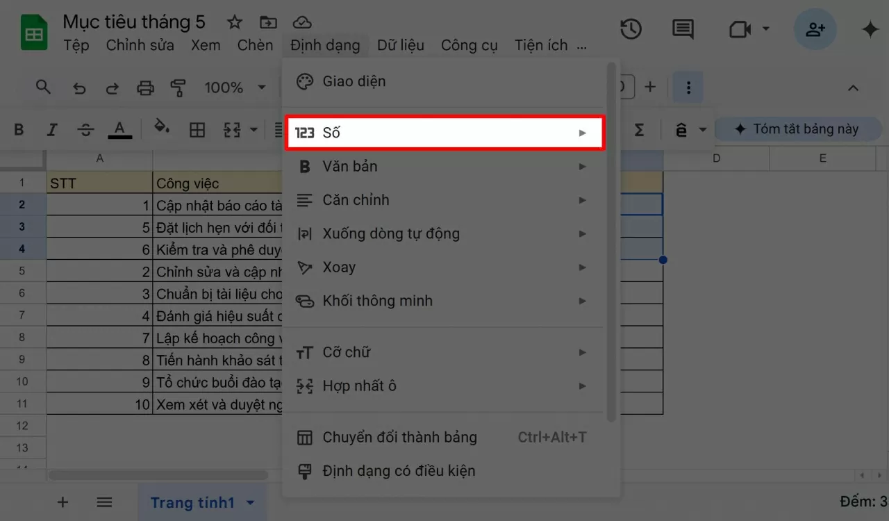 Chọn “Số” (Number). Chọn “Số” (Number).