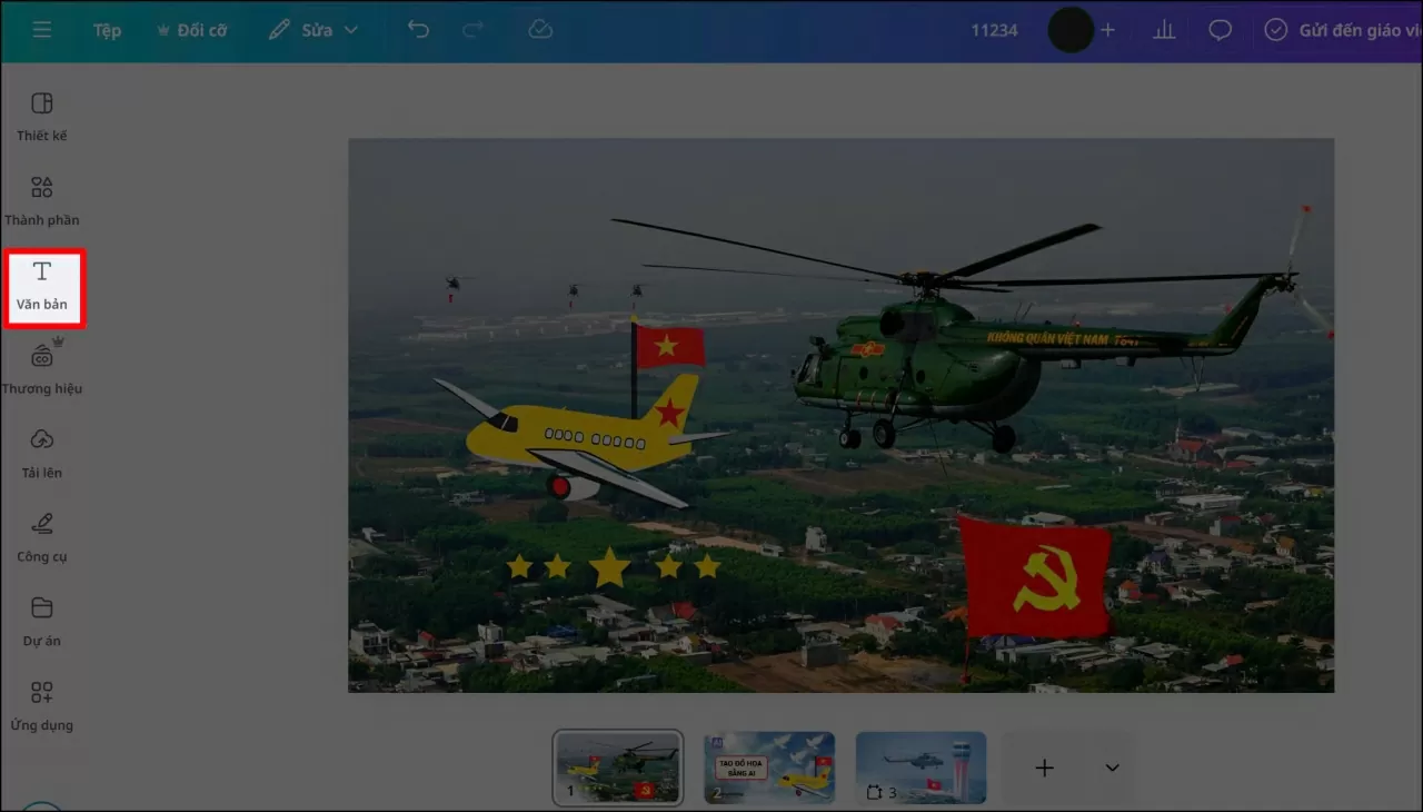 Nhấp vào mục Văn bản (Text).
