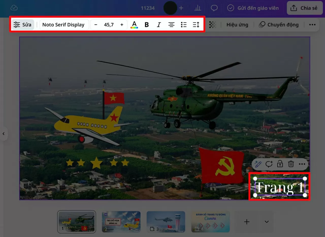Tiến hành tùy chỉnh font chữ, kích cỡ, màu sắc,..