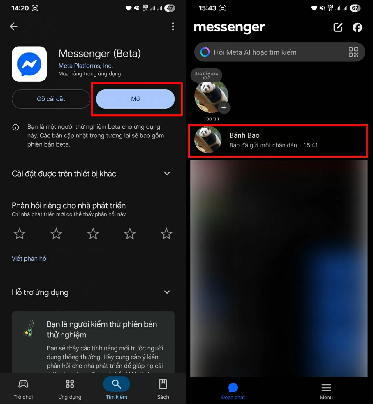 Mở ứng dụng Messenger trên điện thoại của bạn.