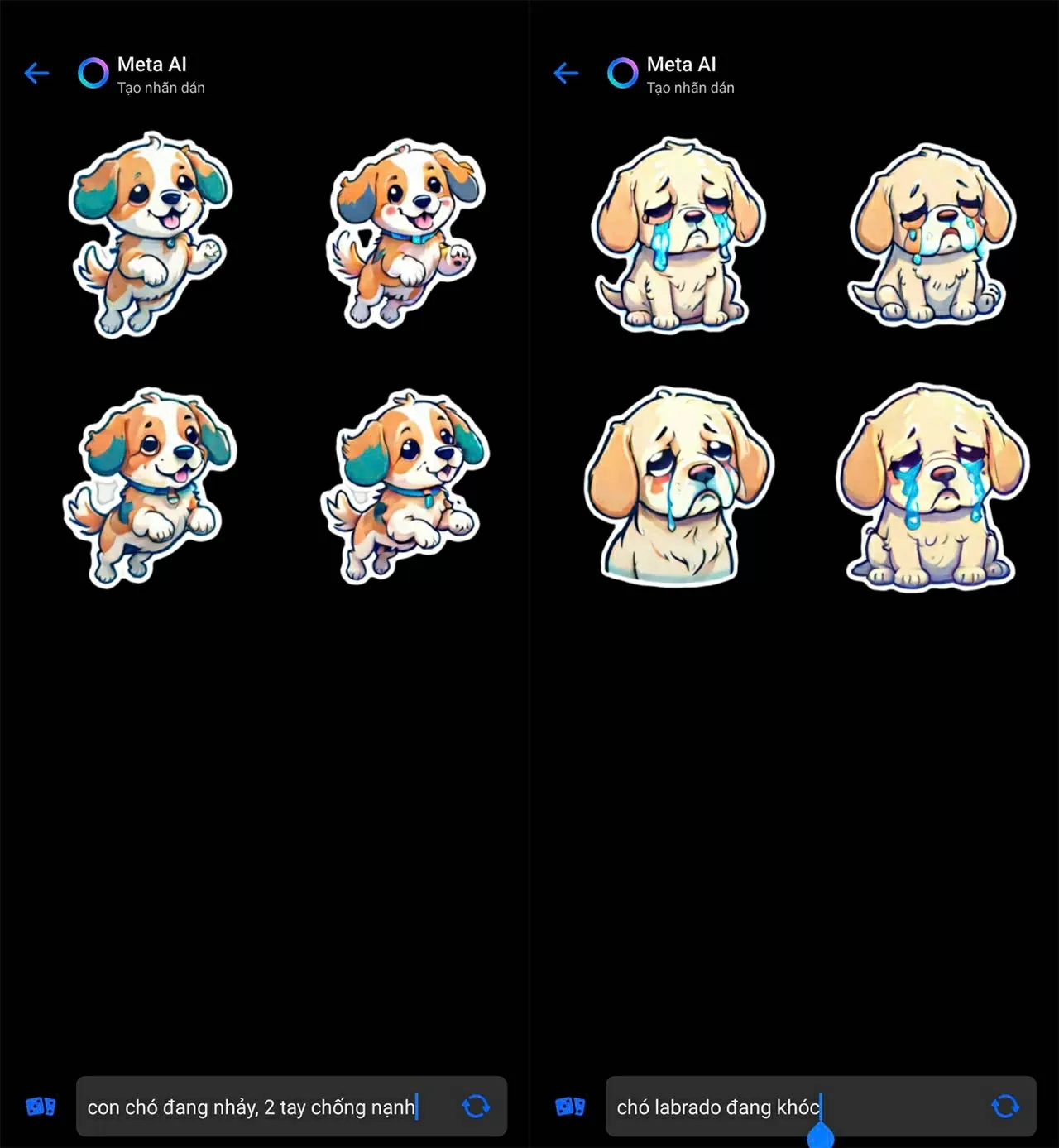 Chờ vài giây để hệ thống AI của Meta xử lý và tạo ra các sticker.