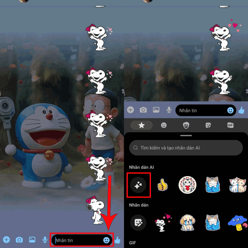 Sau đó chọn mục AI Sticker.