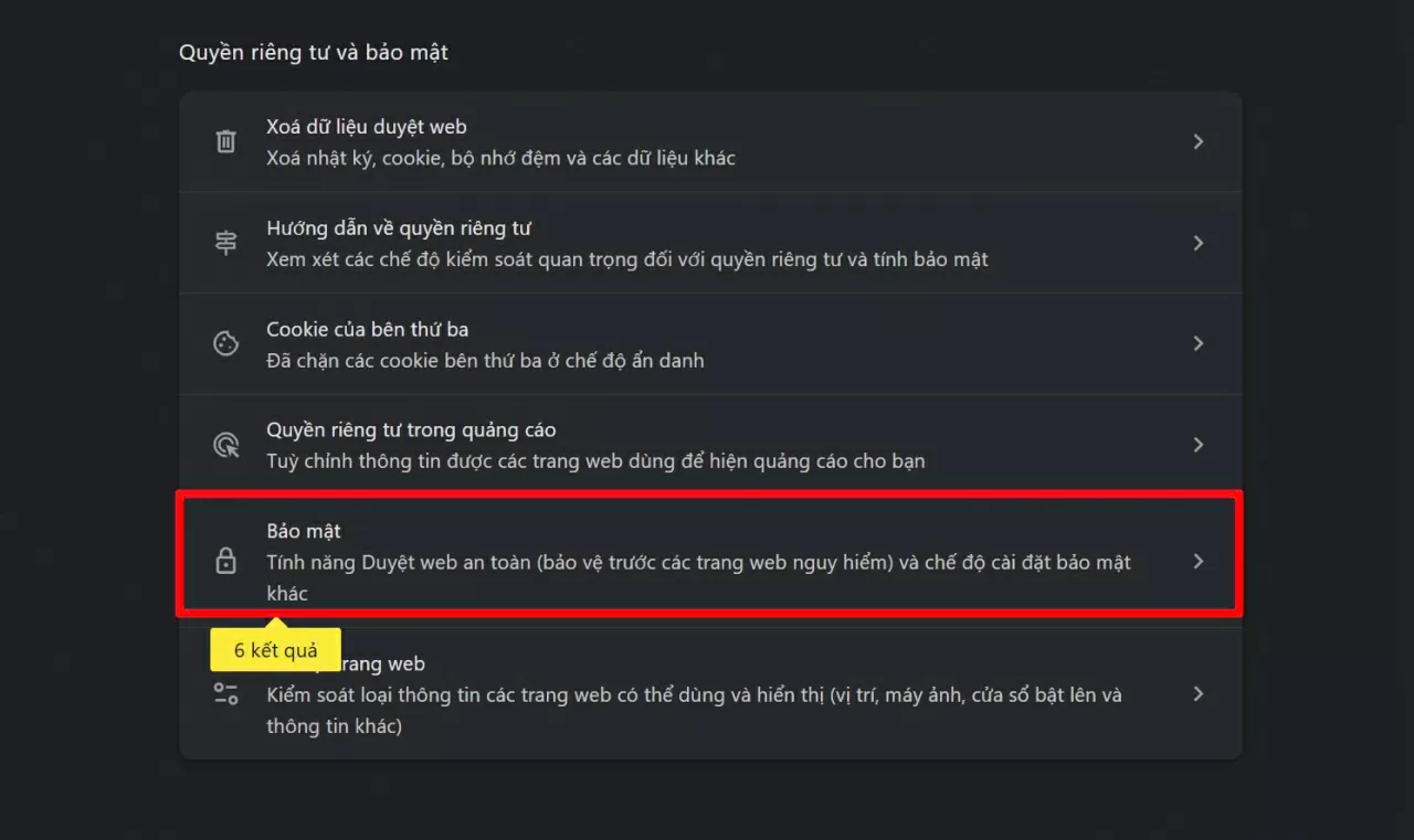 Bạn tiếp tục nhấn vào mục “Bảo mật” . Bạn tiếp tục nhấn vào mục “Bảo mật” .