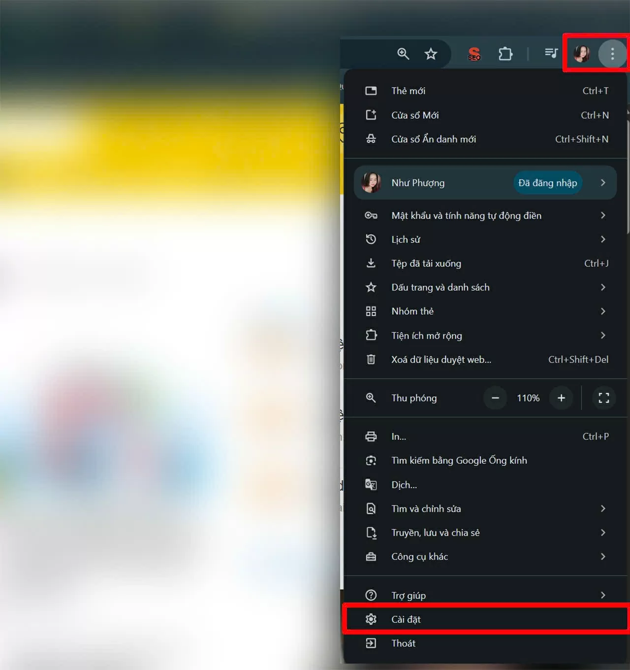 Mở Chrome và nhấp vào biểu tượng dấu ba chấm ở góc trên bên phải màn hình. Mở Chrome và nhấp vào biểu tượng dấu ba chấm ở góc trên bên phải màn hình.