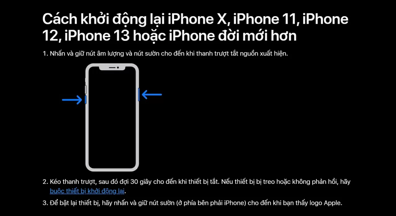Khởi động lại iPhone. Khởi động lại iPhone.