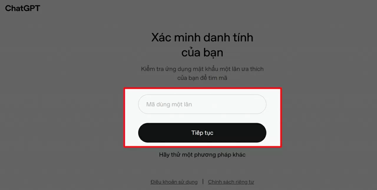Nhập mã xác minh gồm 6 số. Nhập mã xác minh gồm 6 số.