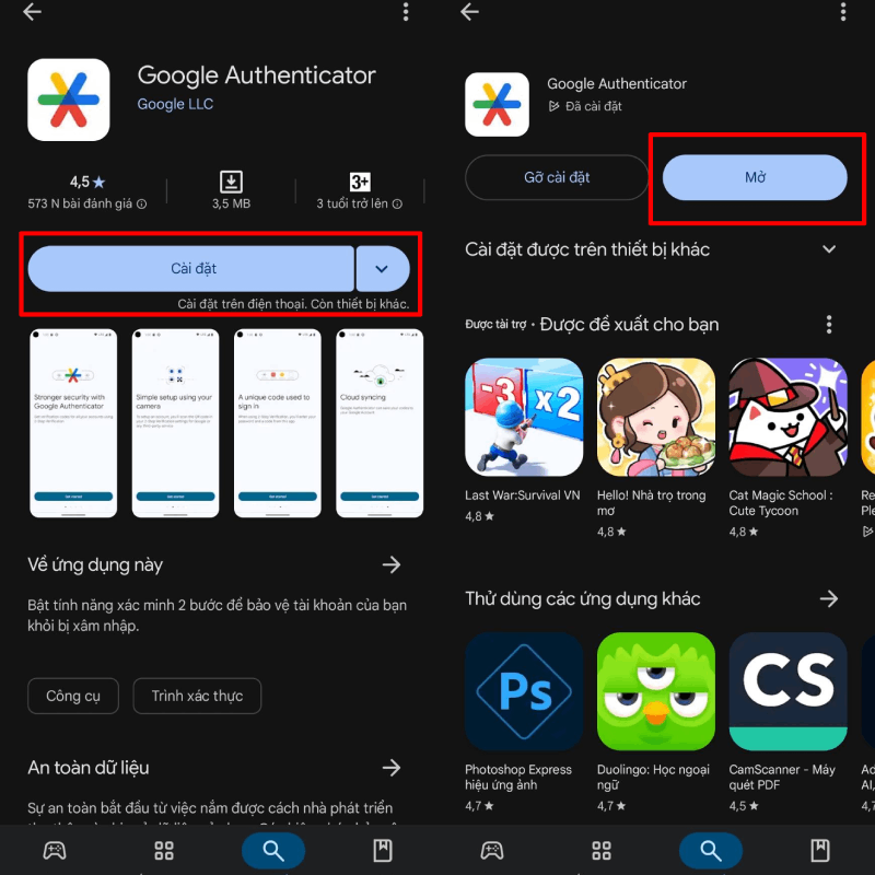 Tải và cài đặt ứng dụng Google Authenticator trên điện thoại. 