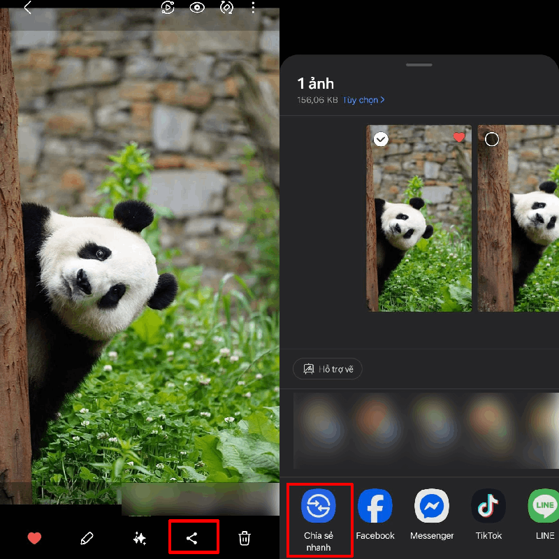 Mở hình ảnh hoặc tệp cần gửi.