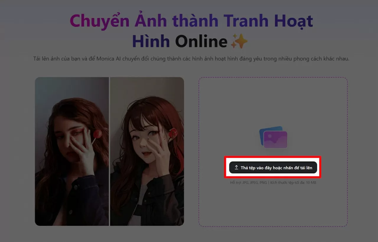 Tải ảnh cần chuyển đổi.