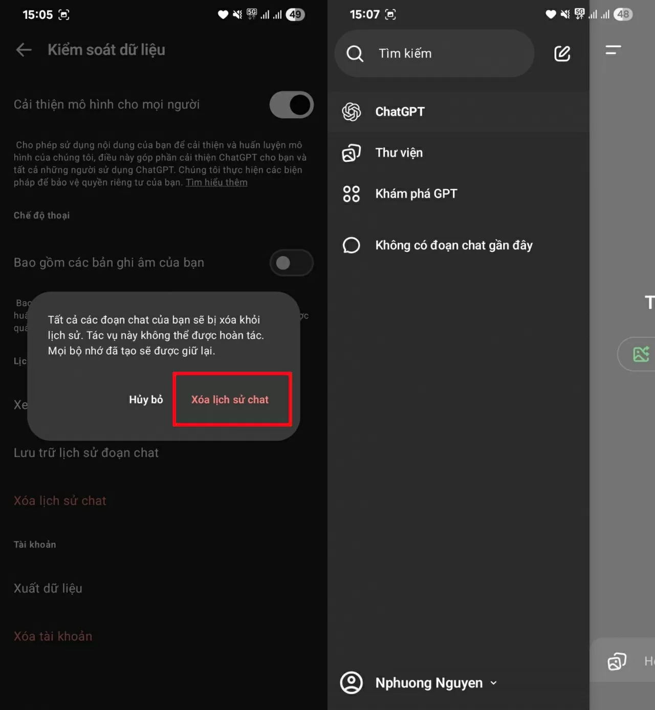 Chọn Xác nhận xóa.