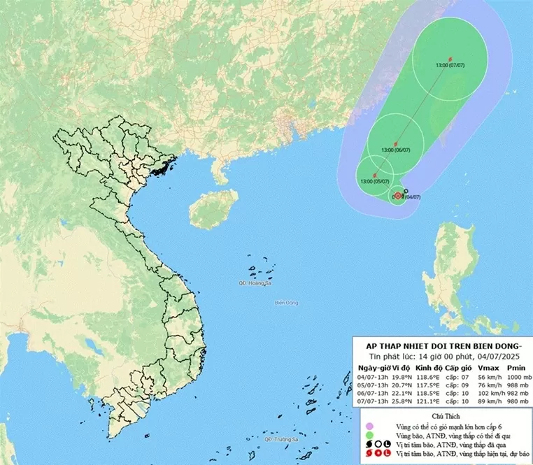 Dự báo thời tiết ngày mai (5/7); Áp thấp nhiệt đới trên Biển Đông khả năng mạnh thành bão
