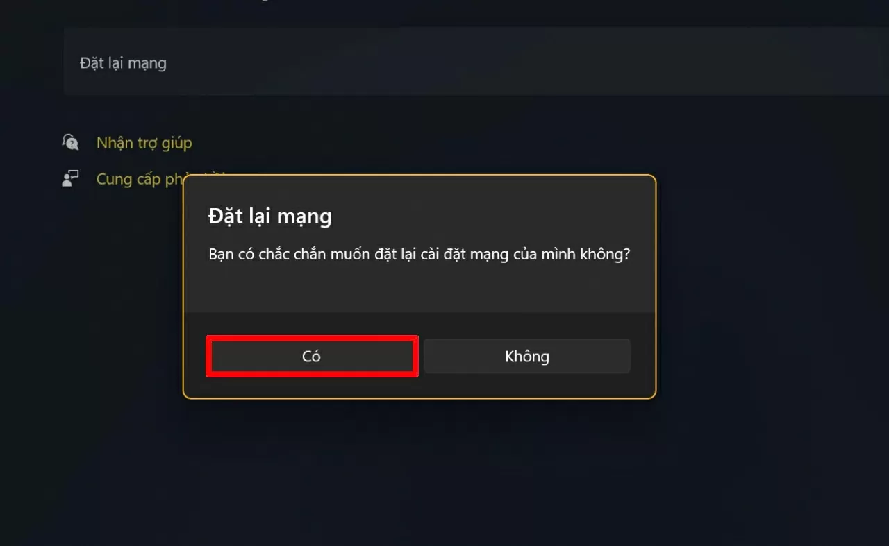 Xác nhận bằng cách nhấn đồng ý. 