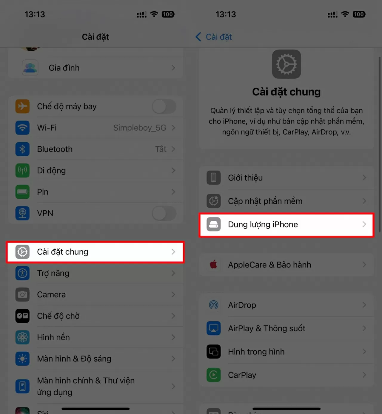 Truy cập Cài đặt.