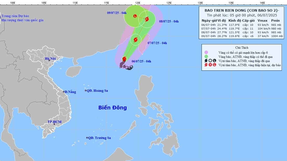 bao so 2 di chuyen theo huong bac tien ve phia vung bien tinh phuc kien trung quoc