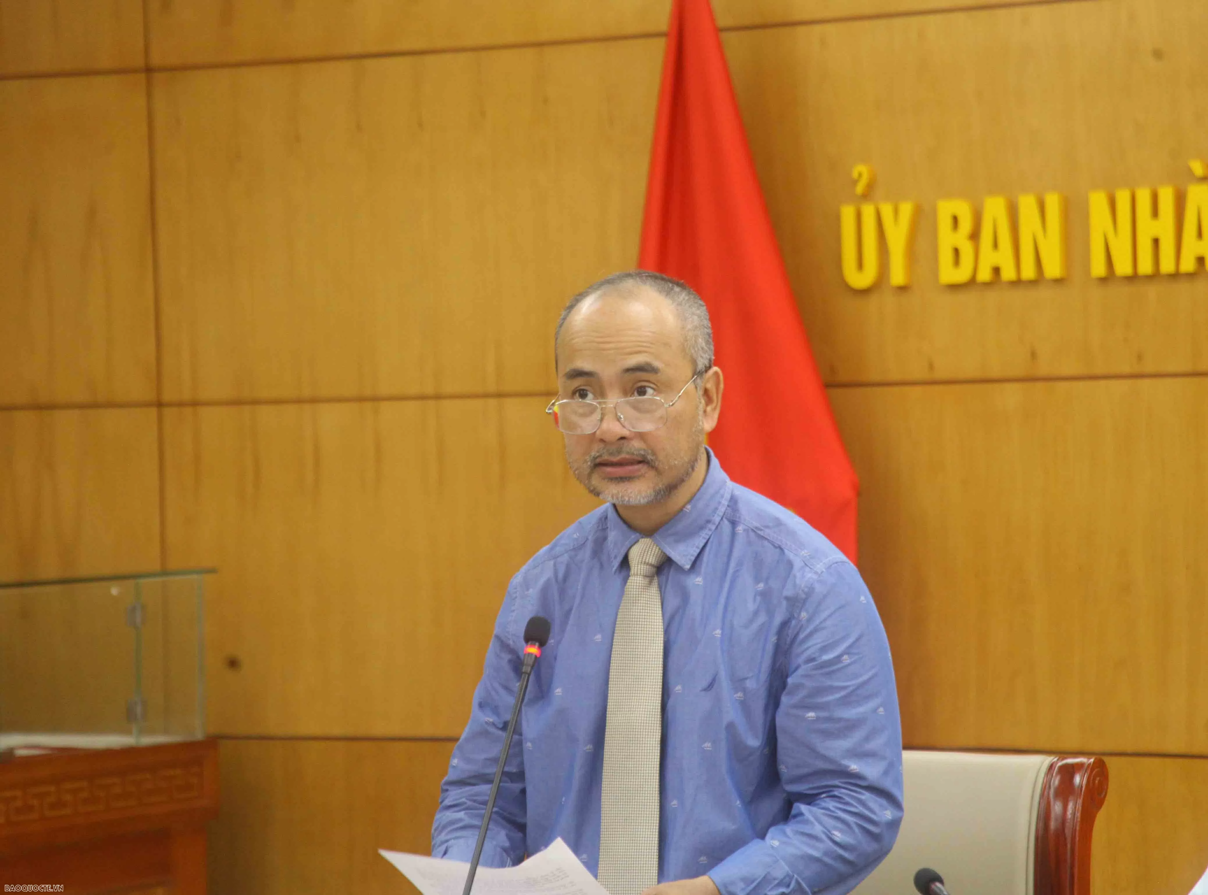 Chủ nhiệm Ủy ban Nhà nước về người Việt Nam ở nước ngoài Nguyễn Trung Kiên phát biểu khai mạc chương trình. (Ảnh: Việt Hoàng)