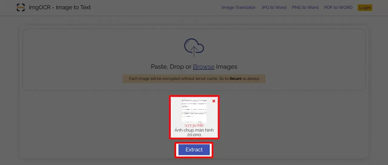 Nhấn vào nút “Extract” để hệ thống bắt đầu quá trình xử lý ảnh. Nhấn vào nút “Extract” để hệ thống bắt đầu quá trình xử lý ảnh.