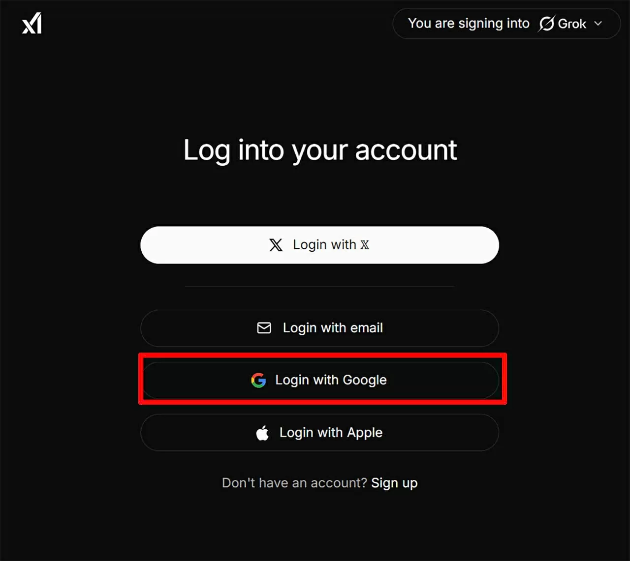 Truy cập vào nền tảng Grok AI và đăng nhập tài khoản.