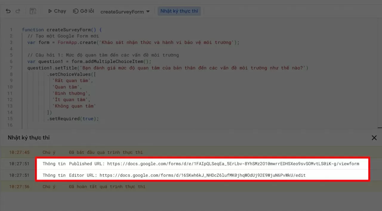 Sau vài giây, Grok sẽ gửi về hai đường dẫn Google Form.